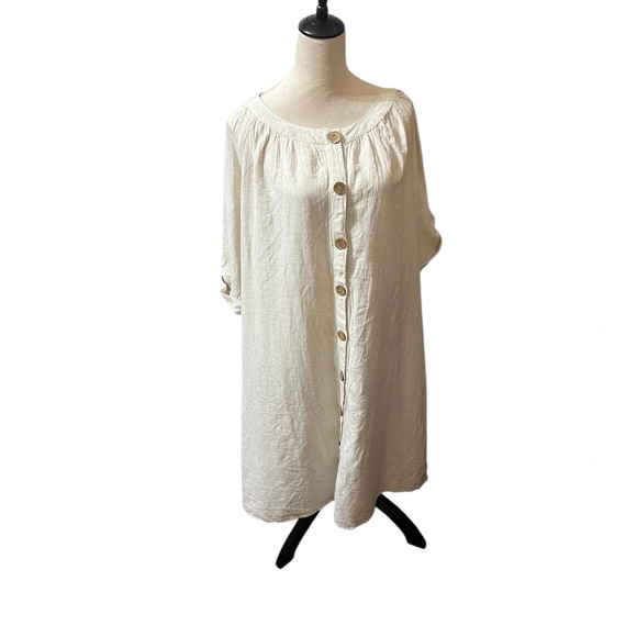 mlle gabrielle Tan Tunic Midi Dress 3/4 Roll Tab Sleeve size 2X - Picture 1 of 2